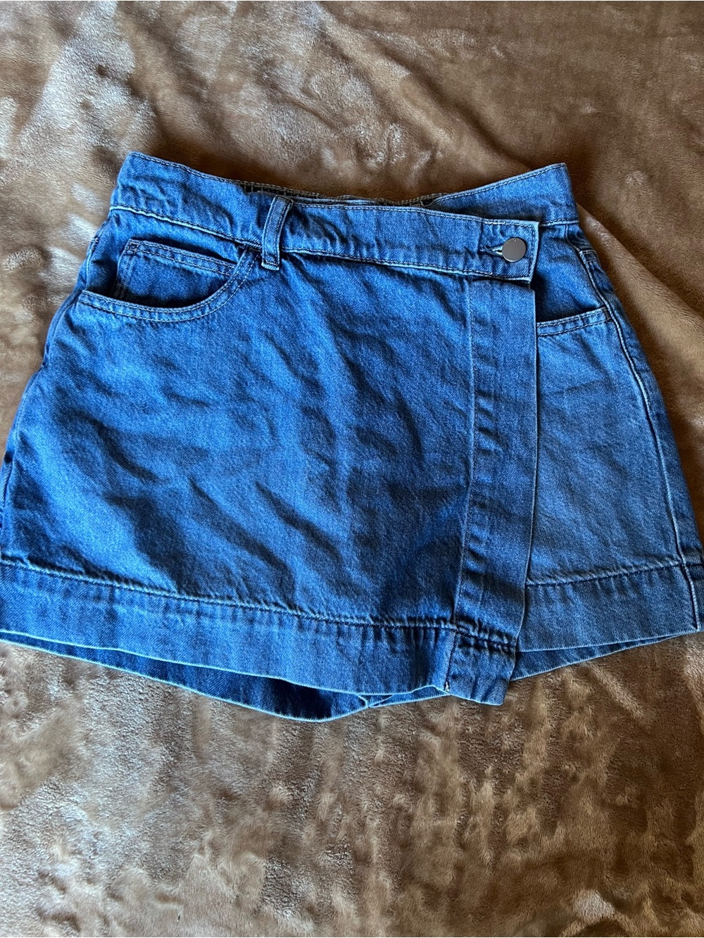 Uniqlo Blue Denim Wrap Skort Shorts